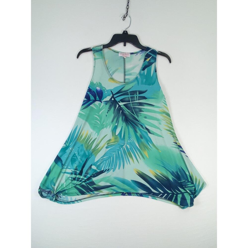 Pretty Woman Tank Top Womens Small Multicolor Tropical Swing Tunic Sleeveless